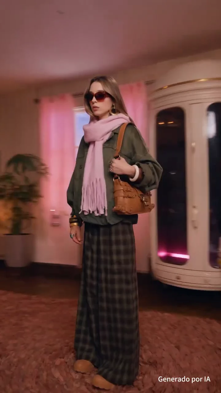 SHEIN campaign talent wearing sunglasses and a pink scarf